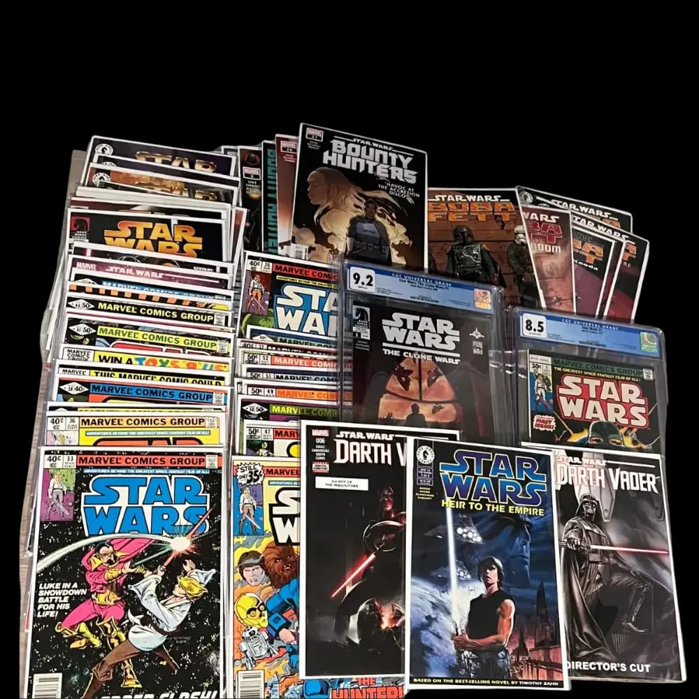 Long boxes of bagged and boarded comics from a seller's collection